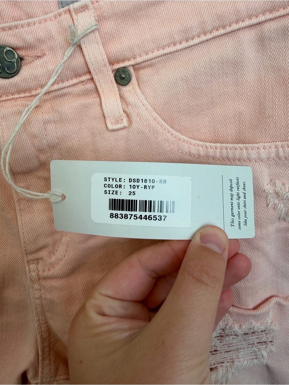 NWT AG Adriano Goldschmied Bryn Ex Boyfriend Cut Off Light Pink Denim Shorts 25 - Picture 7 of 10